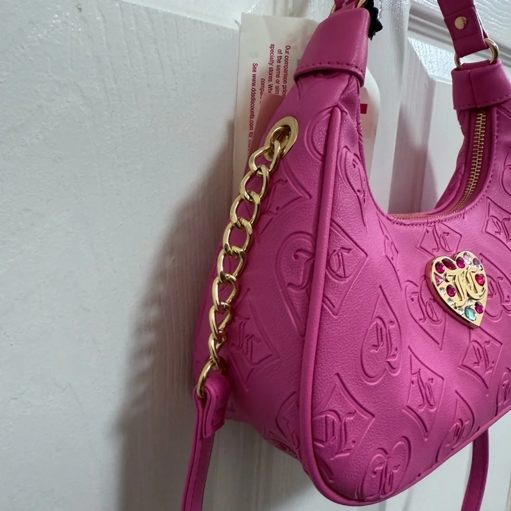 NWT Juicy Couture Pink “Glitzed Out” Hobo with Gold Accents